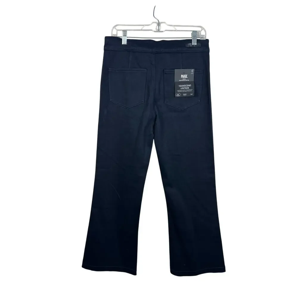 NWT Paige Leenah High Rise Slim Wide Leg Navy Blue Stretch Pants Size 30